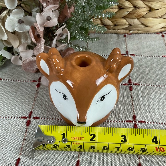 “H for Happy" SET OF 4 Ceramic Reindeer Taper Candle Holders New Holiday Decor - Picture 8 of 15